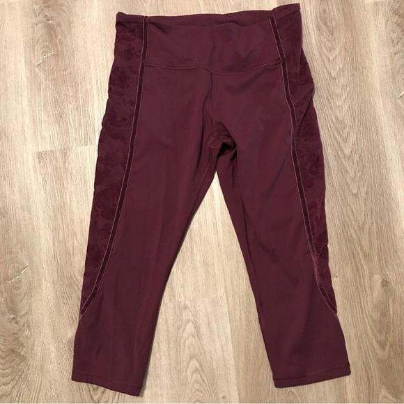 Lululemon Wunder Under Crop High-Rise Flocked 21” Dark Adobe Scatter Floral - Picture 4 of 4